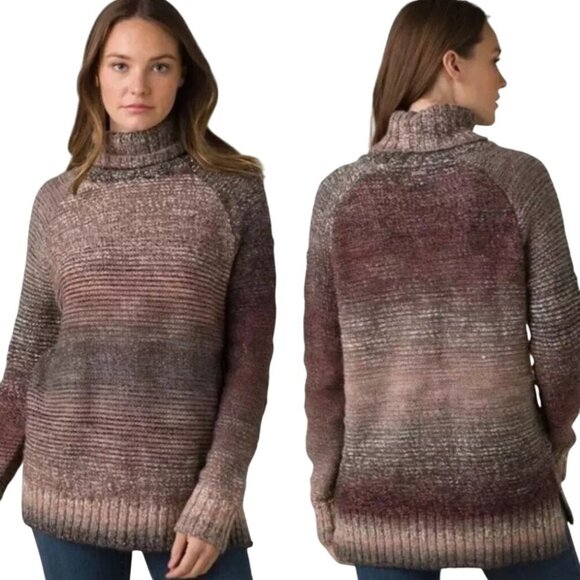 Prana Autumn Rein Sweater Ombre Wool Blend Oversized Turtleneck Tunic Size XS - Picture 1 of 9